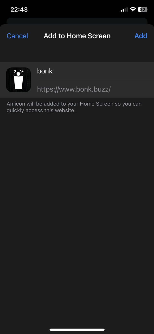 add to home screen popup